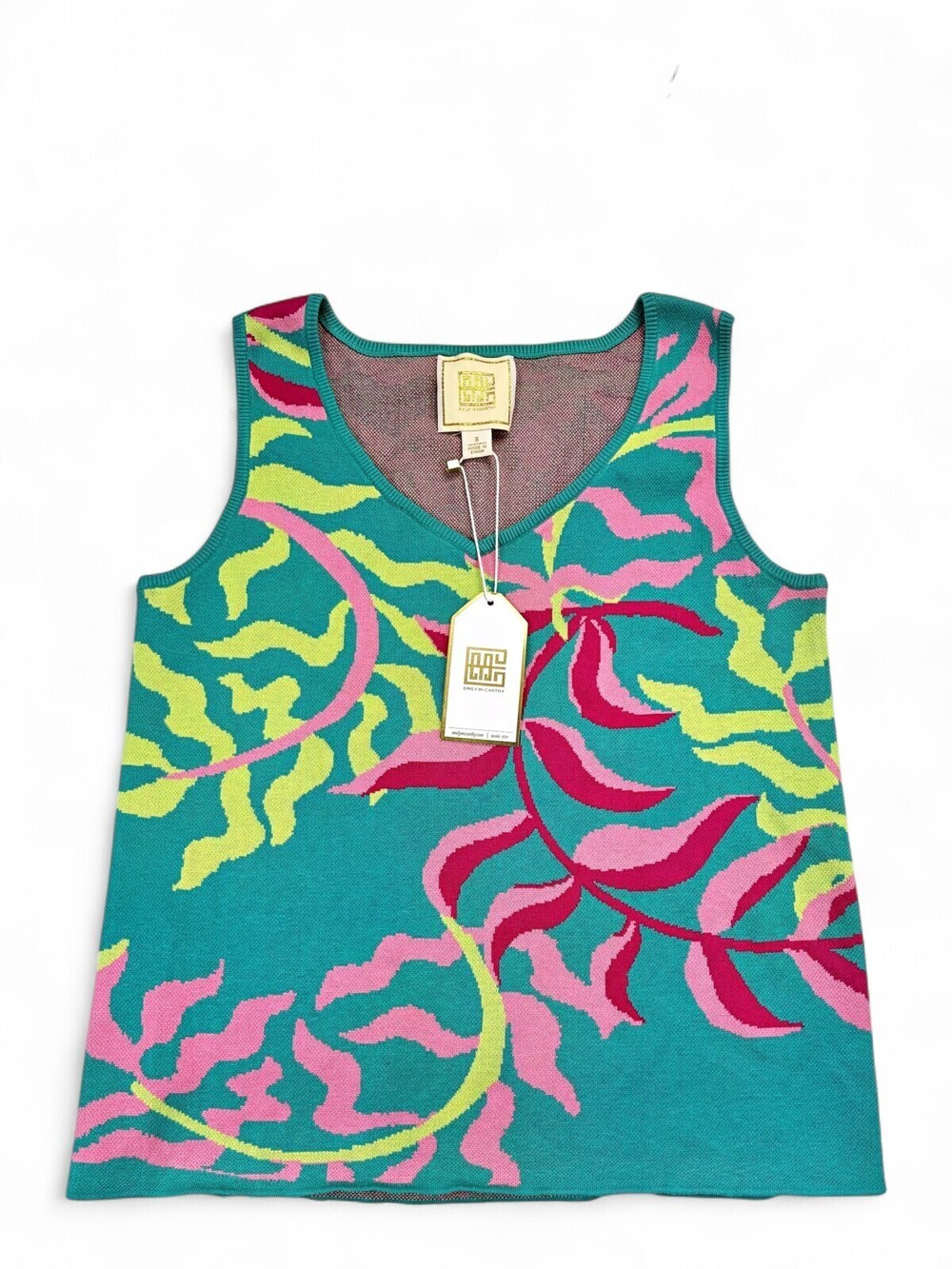 Emily McCarthy Tina Tank Knit Floral Tank Top S NWT
